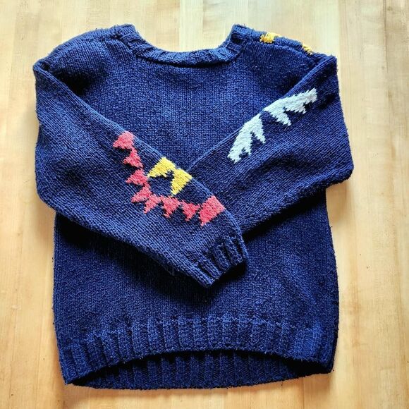 Vintage 1980s Oversized Geometric Chunky Knit Sweater: Liz Claiborne, Women's M - Picture 4 of 8